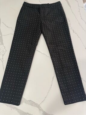 Zara Black Cropped Cigarette Pants Polka Dot Sz M
